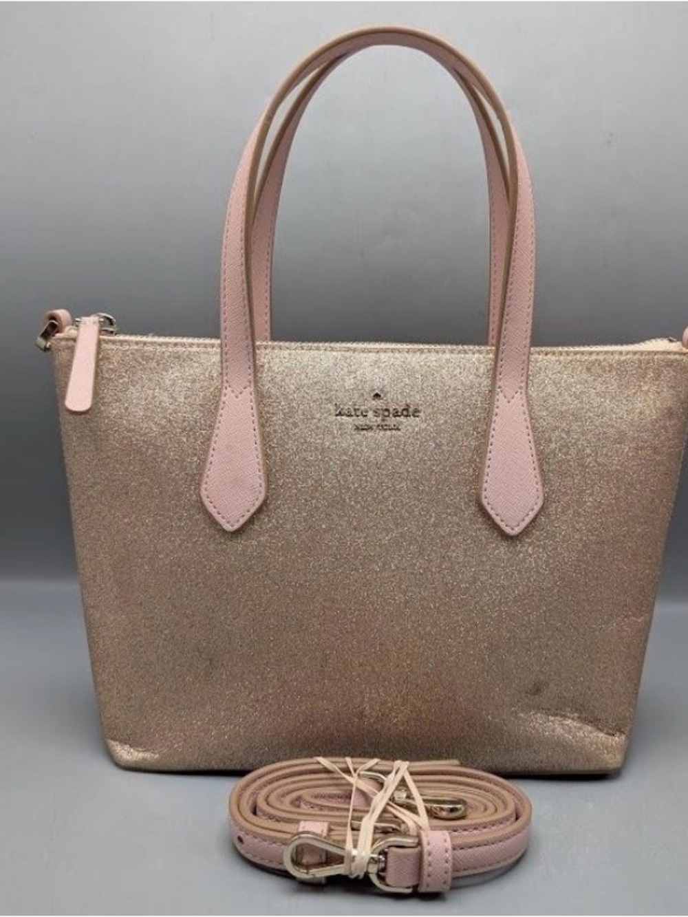Authentic kate spade Rose Gold  Glitter Joeley Satchel  COA